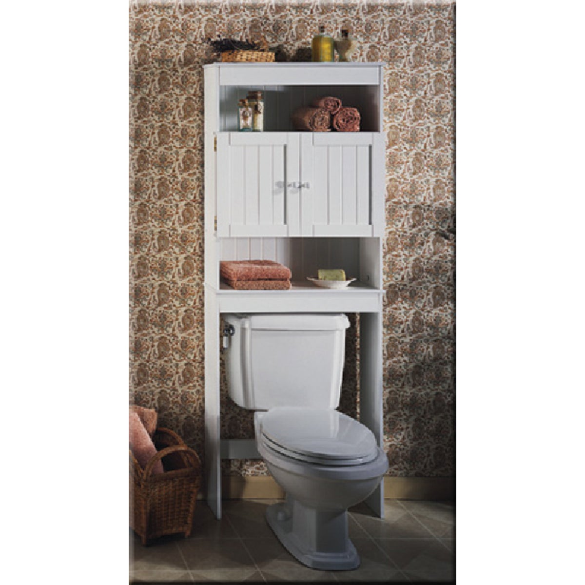 Zenith Country Cottage White Over-the-Toilet Cabinet, 2 Door/3 Shelf