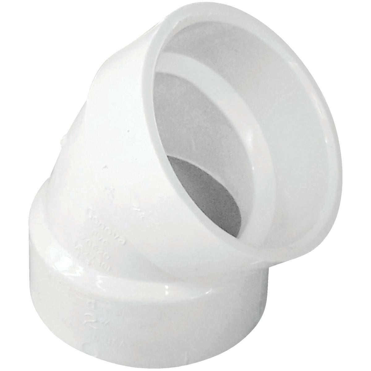 IPEX Canplas 2 In. Hub x Hub Schedule 40 45 Deg. Short Radius DWV PVC Elbow (1/8 Bend)