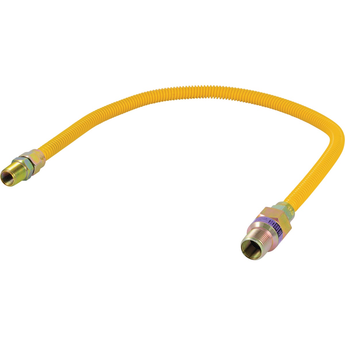 Eastman 3/8 In. OD x 24 In. 3/8 In. MIP (Tapped 1/4 In. FIP) x 1/2 In. MIP (Tapped 3/8 In. FIP) Coated Stainless Steel Gas Connector with ArmorBoost Excess Flow Valve