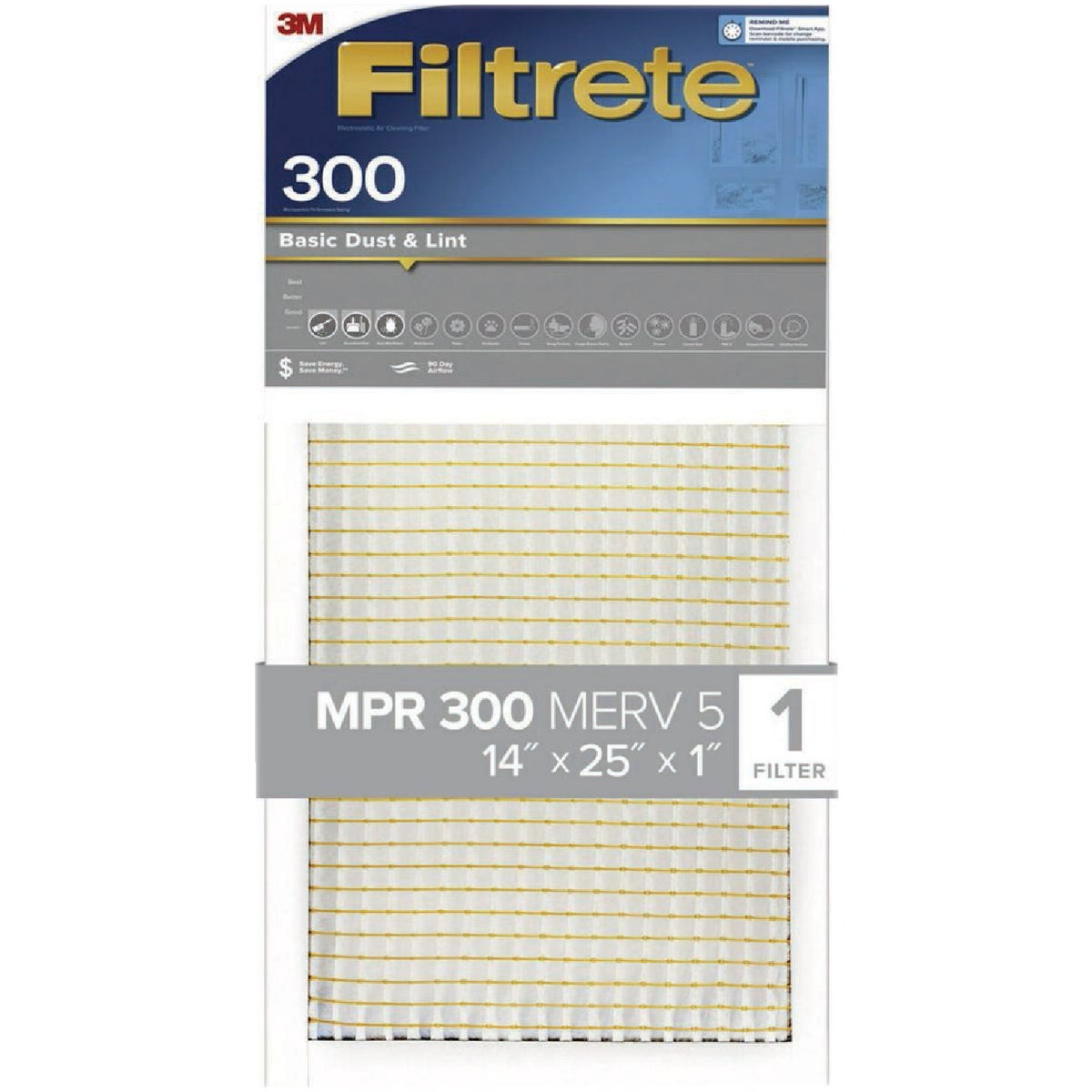 Filtrete 14 In. x 25 In. x 1 In. Basic Dust & Lint 300 MPR Furnace Filter