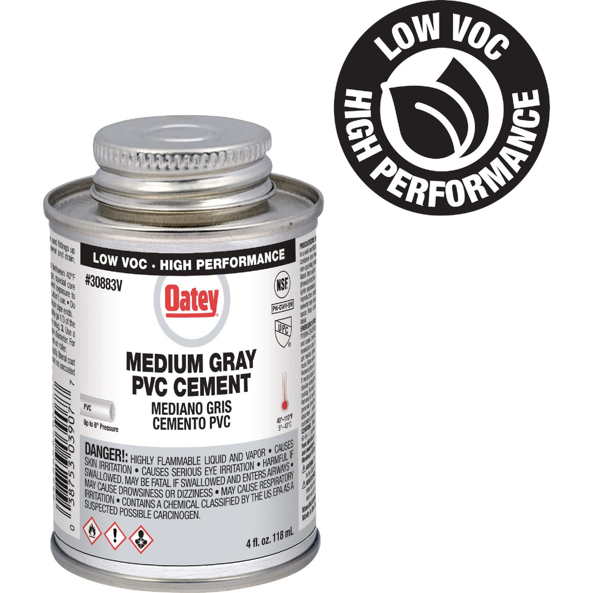 Oatey 4 Oz. Low Voc Gray PVC Cement