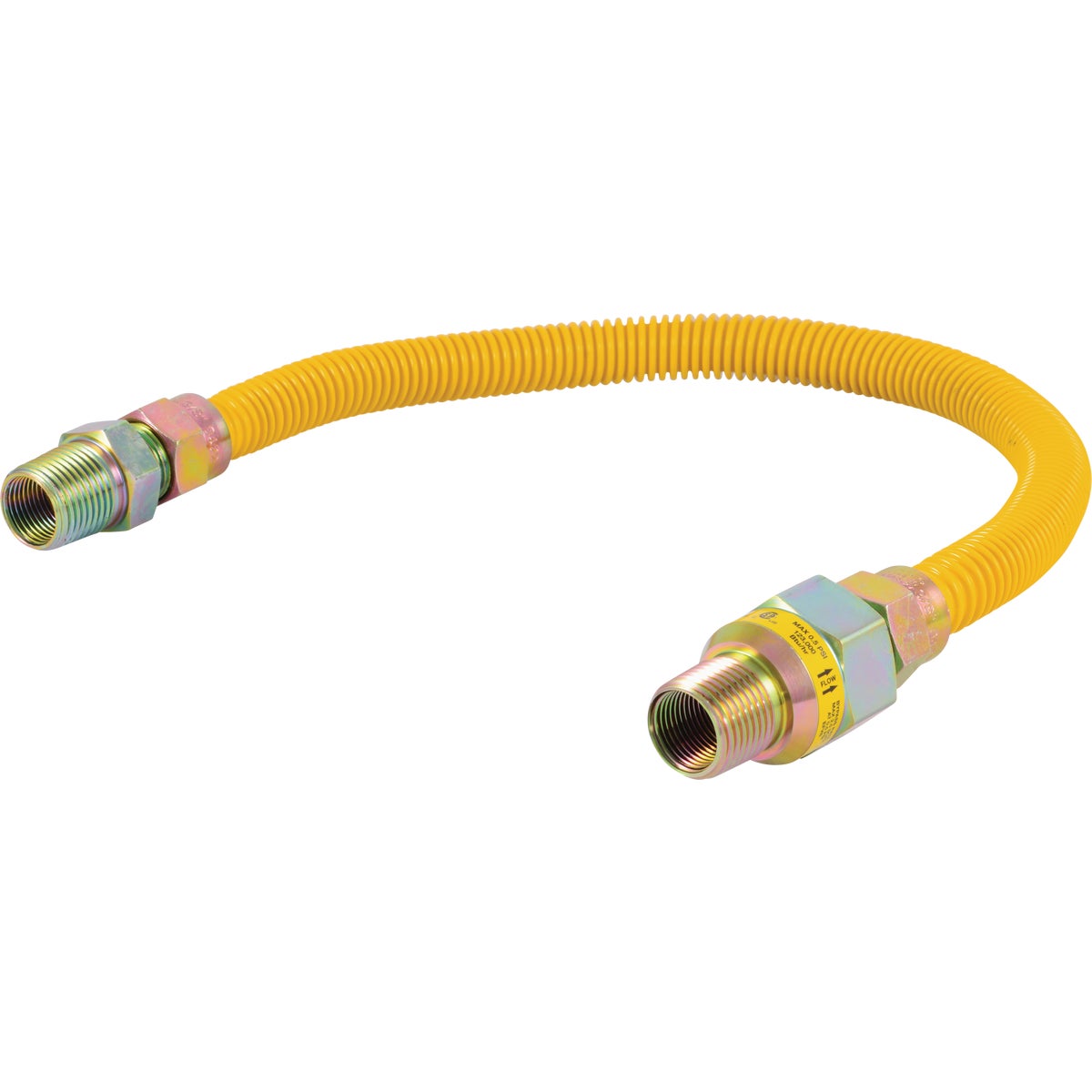 Eastman 1/2 In. OD x 18 In. 1/2 In. MIP (Tapped 3/8 In. FIP) x 1/2 In. MIP (Tapped 3/8 In. FIP) Coated Stainless Steel Gas Connector with ArmorBoost Excess Flow Valve