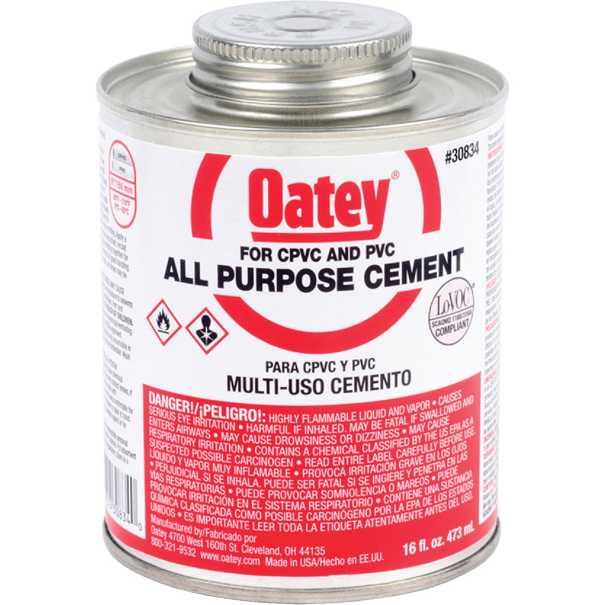Oatey 16 Oz. Heavy Bodied Clear Multi Purpose Cement CPVC and PVC