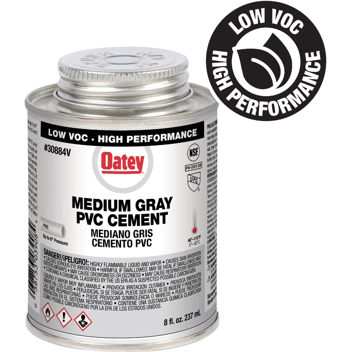 Oatey 8 Oz. Low Voc Gray PVC Cement