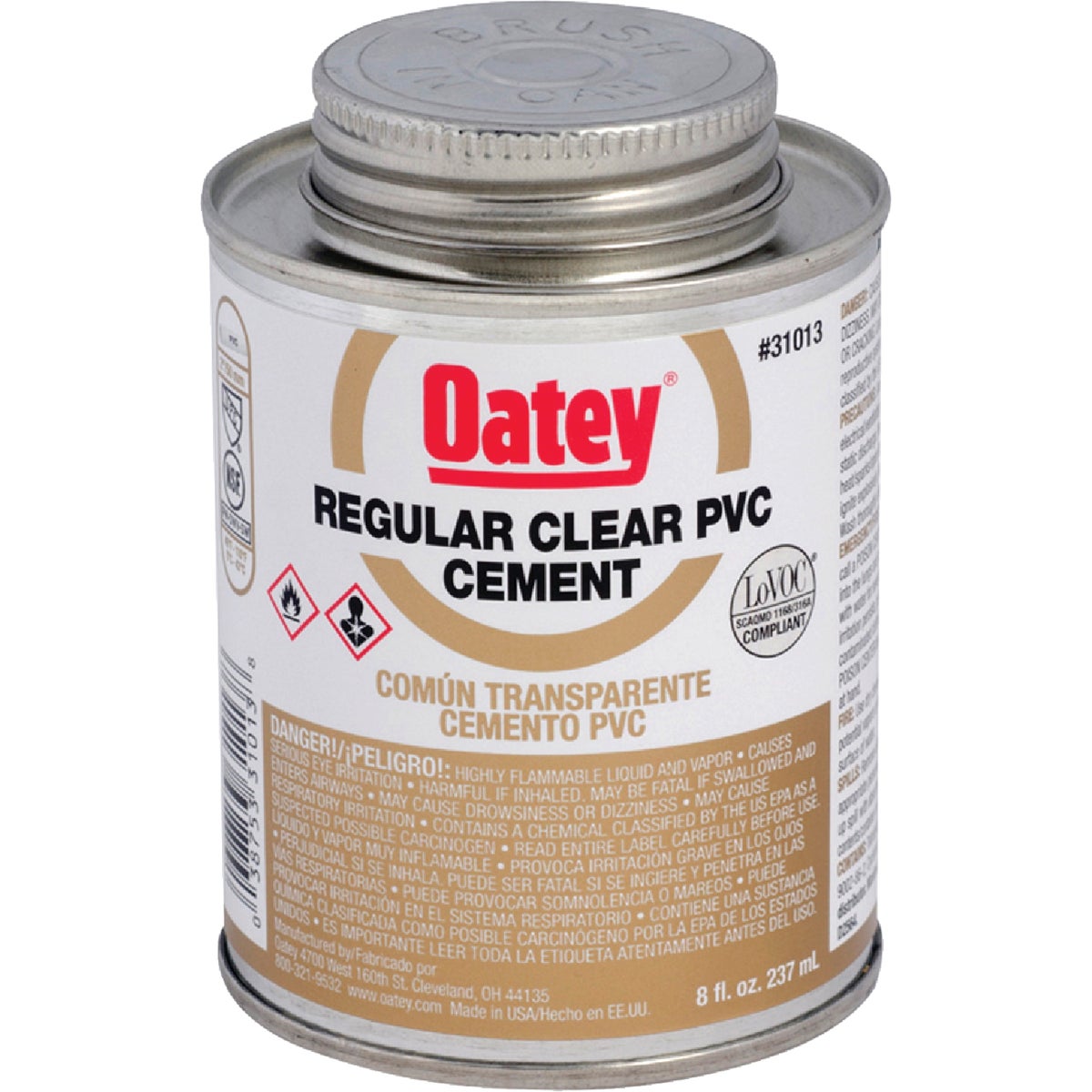 Oatey 8 Oz. Regular Bodied Clear PVC Cement