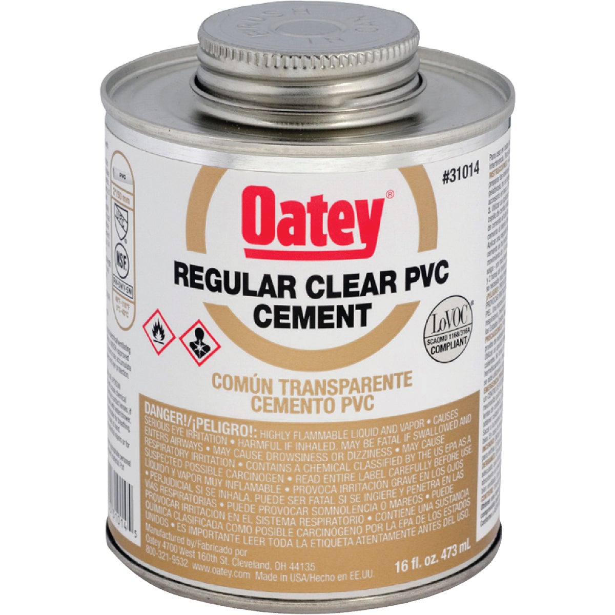 Oatey 16 Oz. Regular Bodied Clear PVC Cement