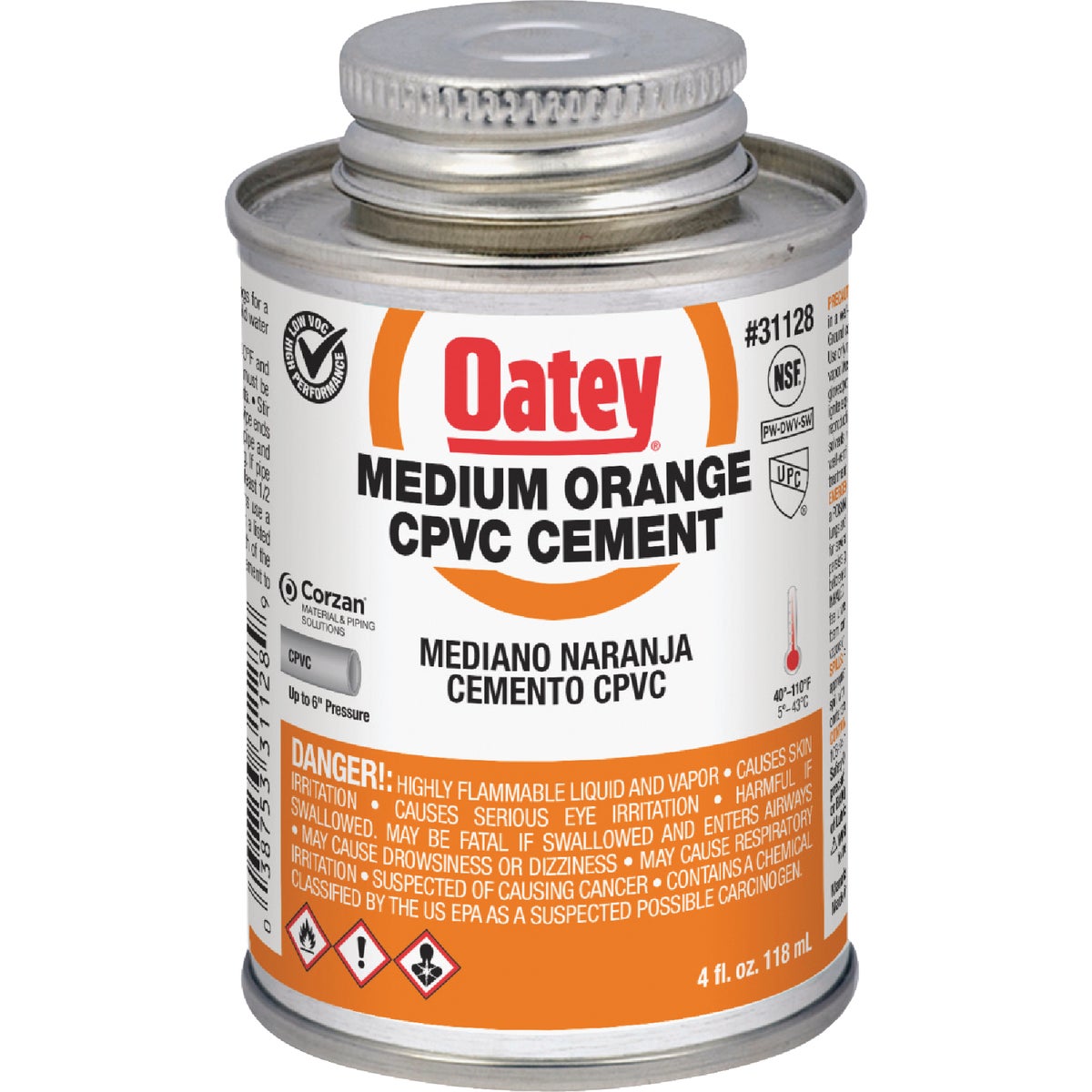 Oatey 4 Oz. Medium Bodied Orange CPVC Cement