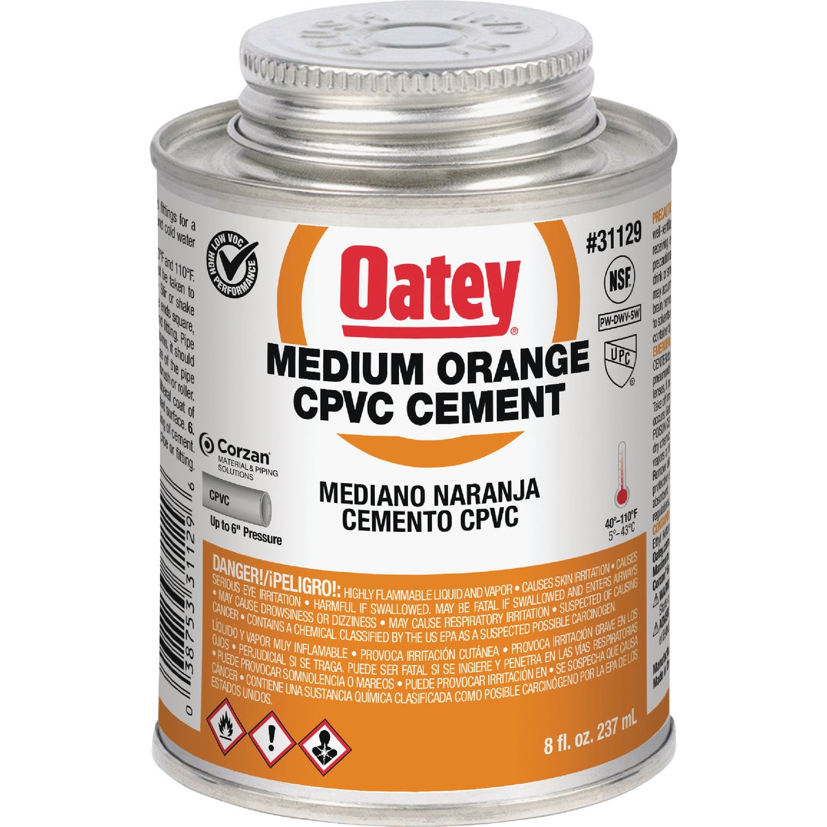 Oatey 8 Oz. Medium Bodied Orange CPVC Cement