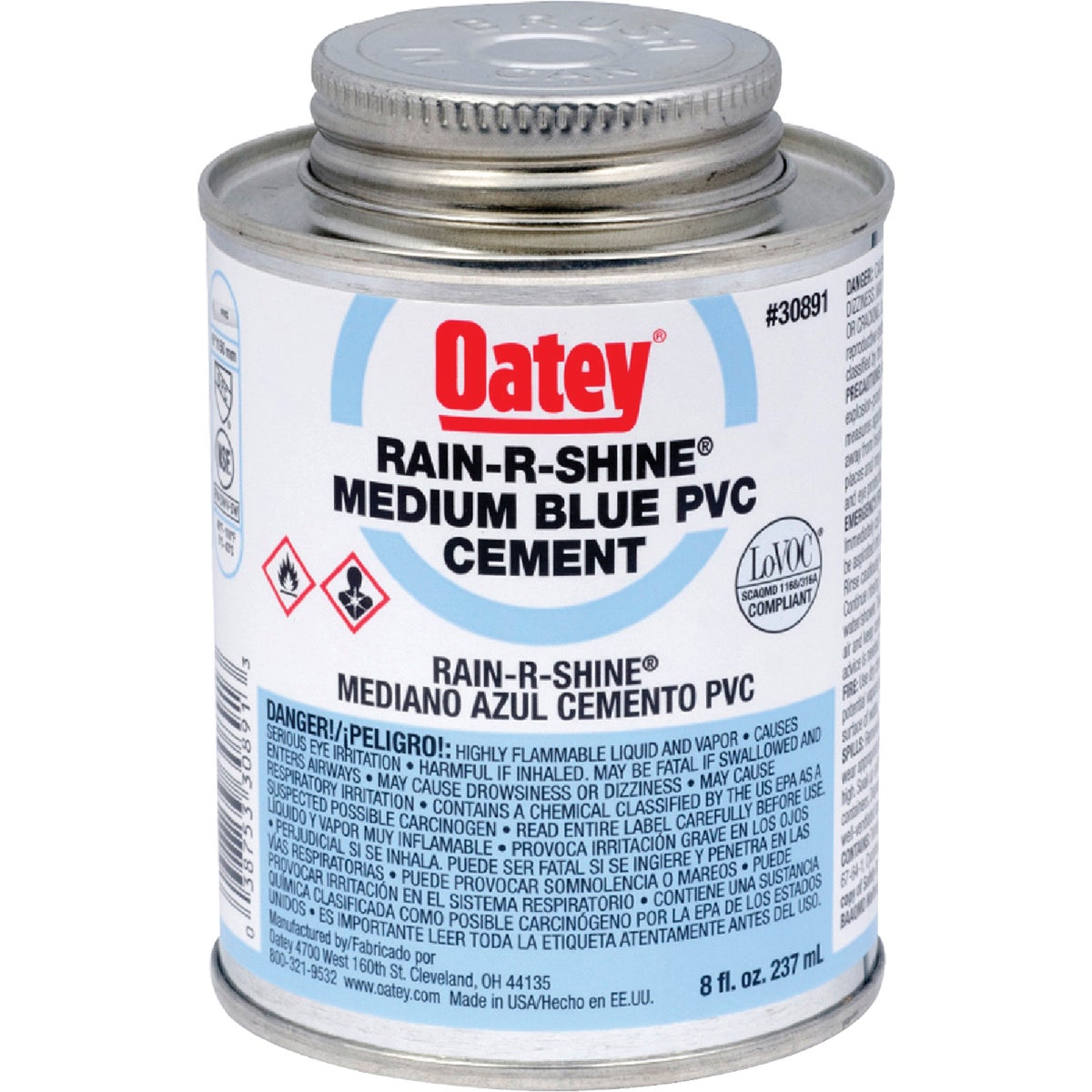 Oatey Rain-R-Shine 8 Oz. Medium Bodied Blue PVC Cement