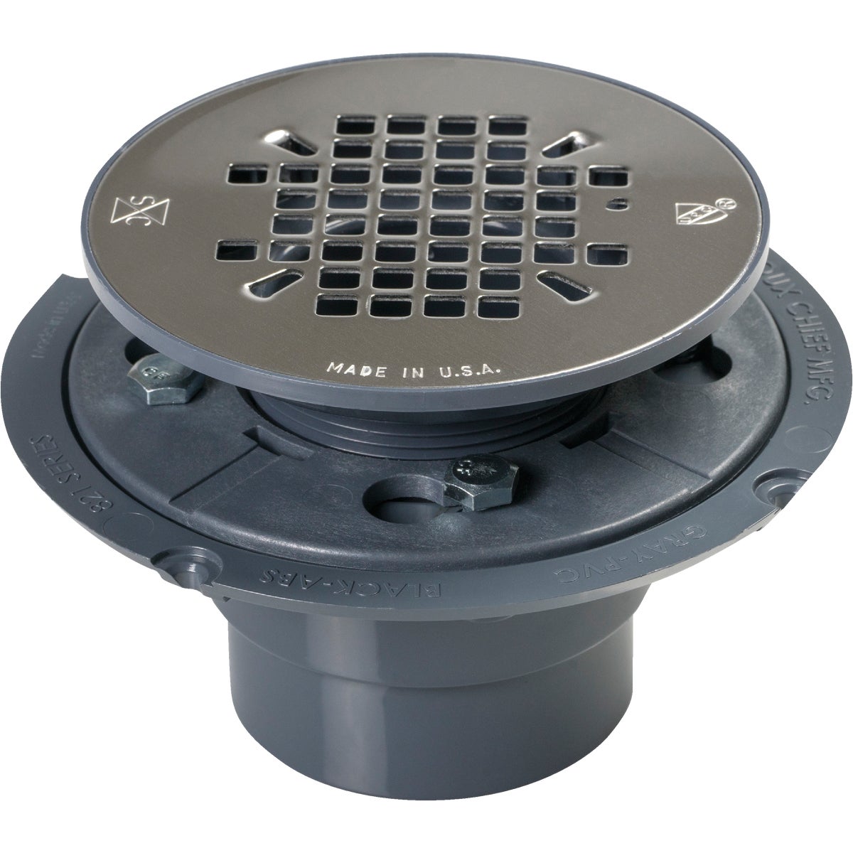 Sioux Chief 2 In. PVC Shower Drain with 4-1/4 In. Stainless Steel Snap-In Strainer