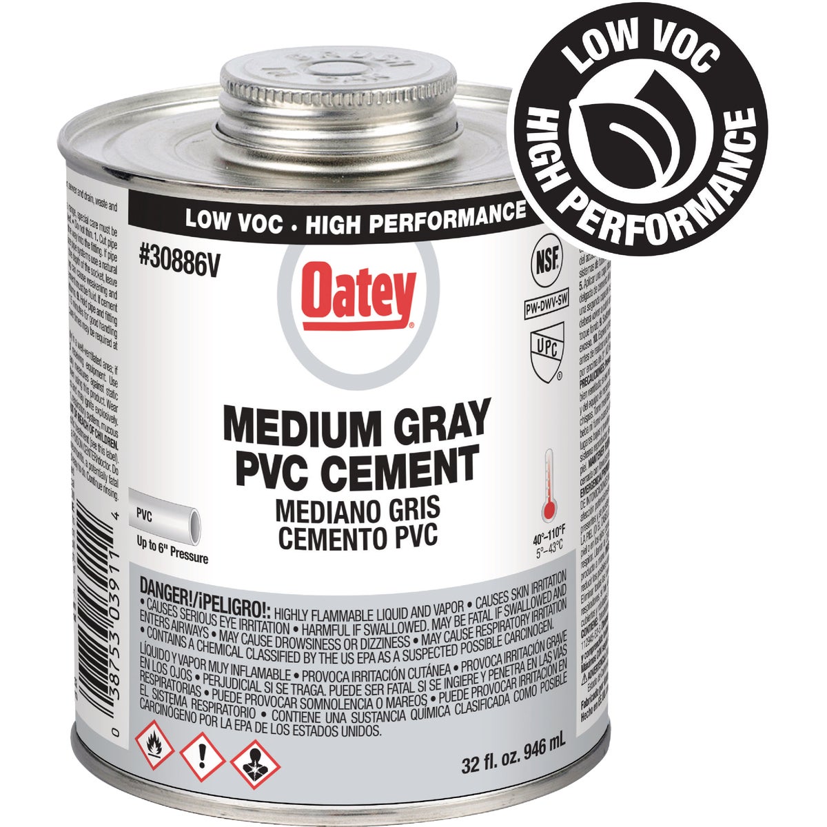 Oatey 32 Oz. Low Voc Gray PVC Cement