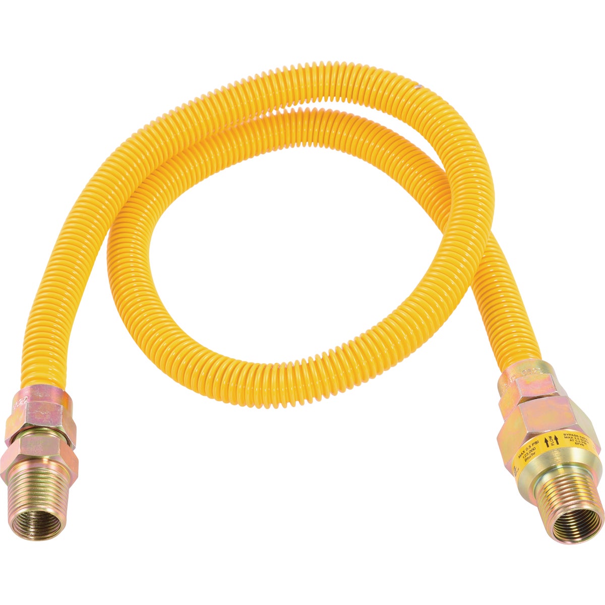 Eastman 1/2 In. OD x 24 In. 1/2 In. MIP (Tapped 3/8 In. FIP) x 1/2 In. MIP (Tapped 3/8 In. FIP) Coated Stainless Steel Gas Connector with ArmorBoost Excess Flow Valve