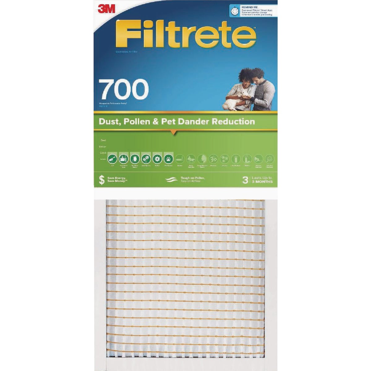 Filtrete 16 In. x 25 In. x 4 In. 700 MPR Dust, Pollen & Pet Dander Reduction Electrostatic Air Filter, MERV 8