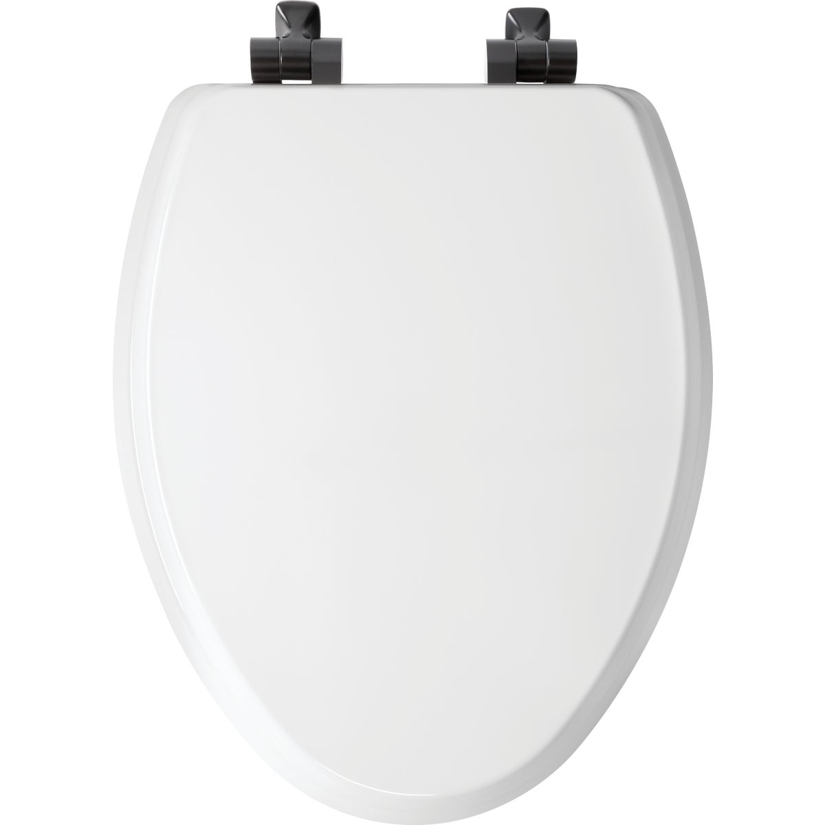 Mayfair by Bemis Benton Elongated White Enameled Wood Slow Close Toilet Seat with Matte Black Hinge