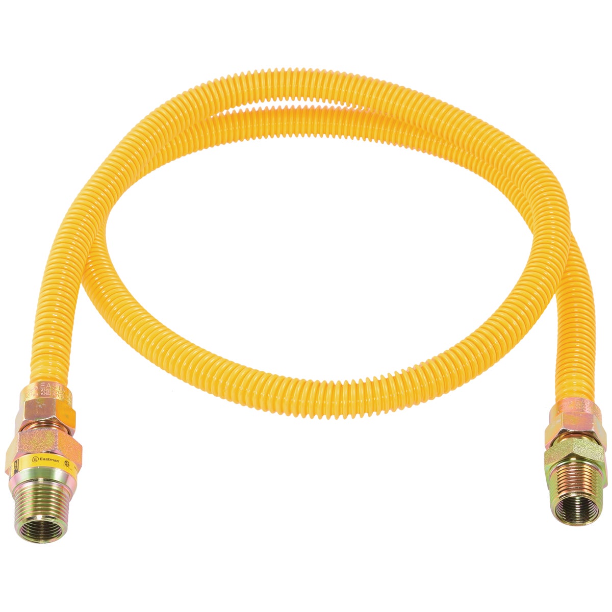 Eastman 1/2 In. OD x 48 In. 1/2 In. MIP (Tapped 3/8 In. FIP) x 1/2 In. MIP (Tapped 3/8 In. FIP) Coated Stainless Steel Gas Connector with ArmorBoost Excess Flow Valve