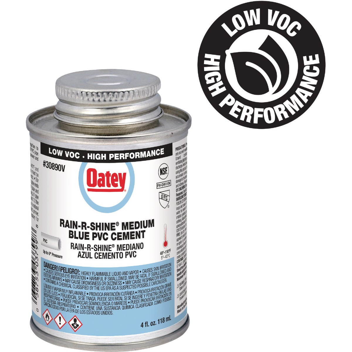 Oatey Rain-R-Shine 4 Oz. Low Voc Medium Bodied Blue PVC Cement