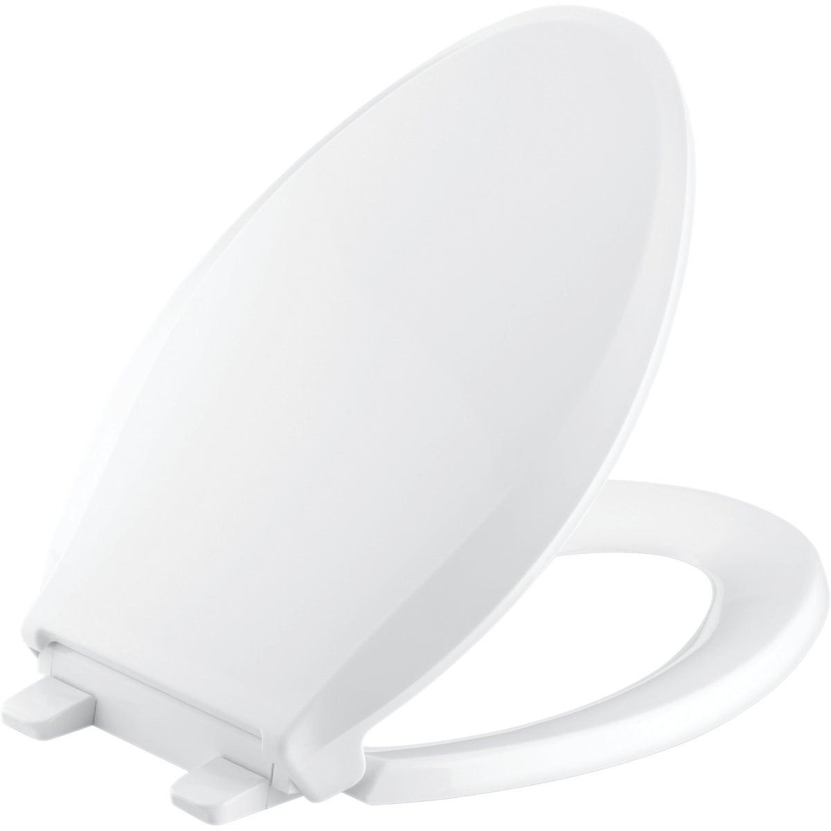 Kohler Cachet Quiet-Close Elongated Closed Front White Plastic Toilet Seat w/Grip-Tight Bumpers