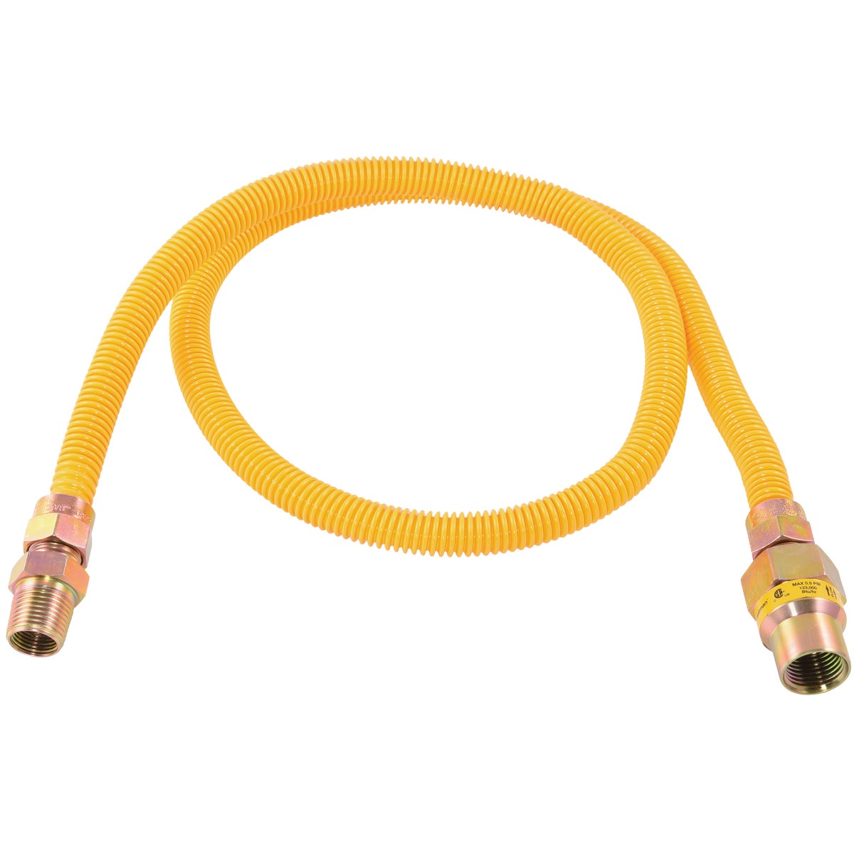 Eastman 1/2 In. OD x 48 In. 1/2 In. MIP (Tapped 3/8 In. FIP) x 1/2 In. FIP Coated Stainless Steel Gas Connector with ArmorBoost Excess Flow Valve