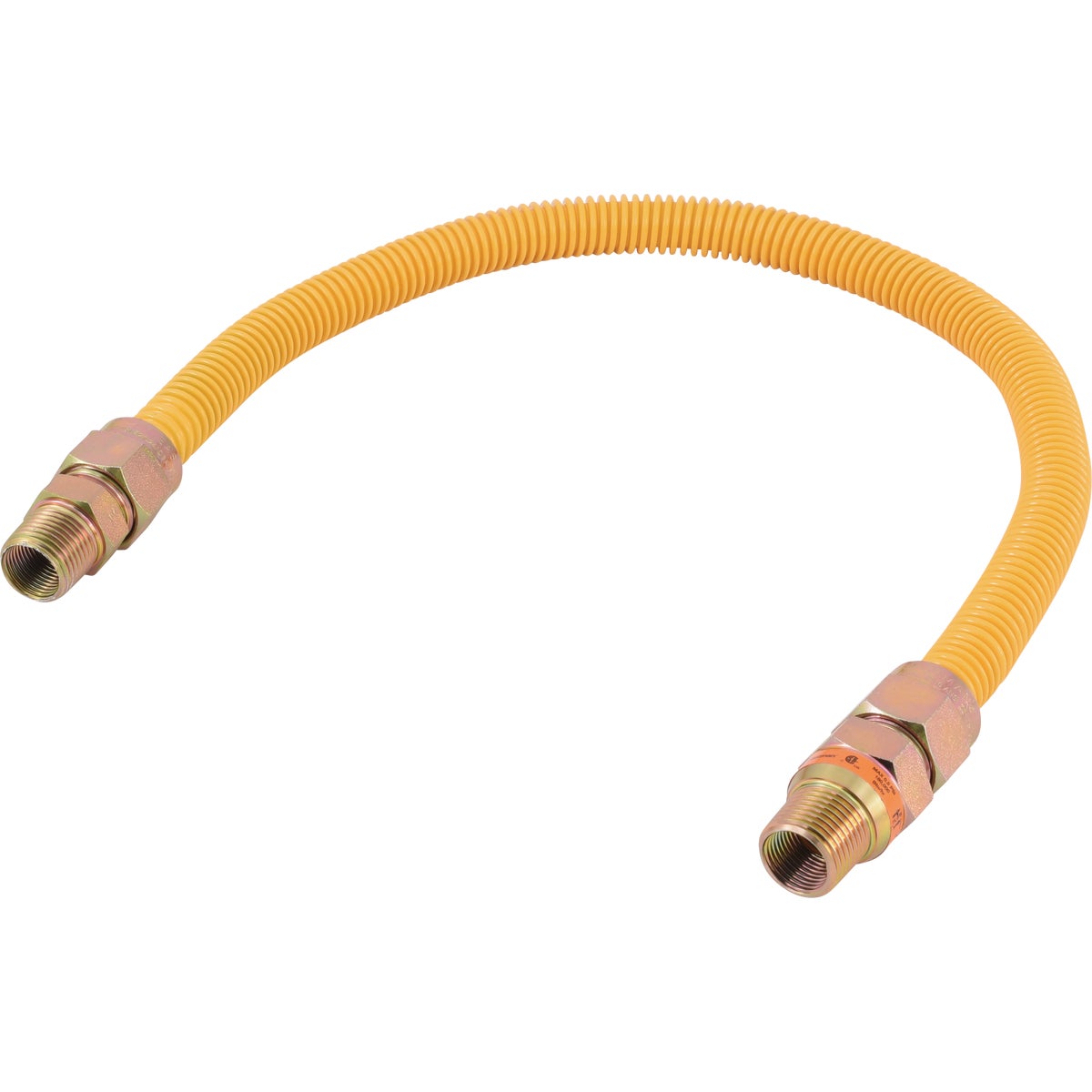 Eastman 5/8 In. OD x 24 In. 1/2 In. MIP (Tapped 3/8 In. FIP) x 1/2 In. MIP (Tapped 3/8 In. FIP) Coated Stainless Steel Gas Connector with ArmorBoost Excess Flow Valve