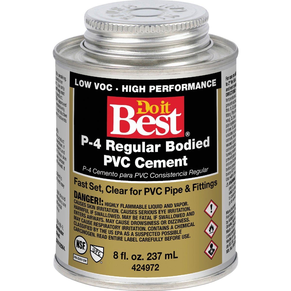 Do it Best 8 Oz. Regular Bodied Clear PVC Cement