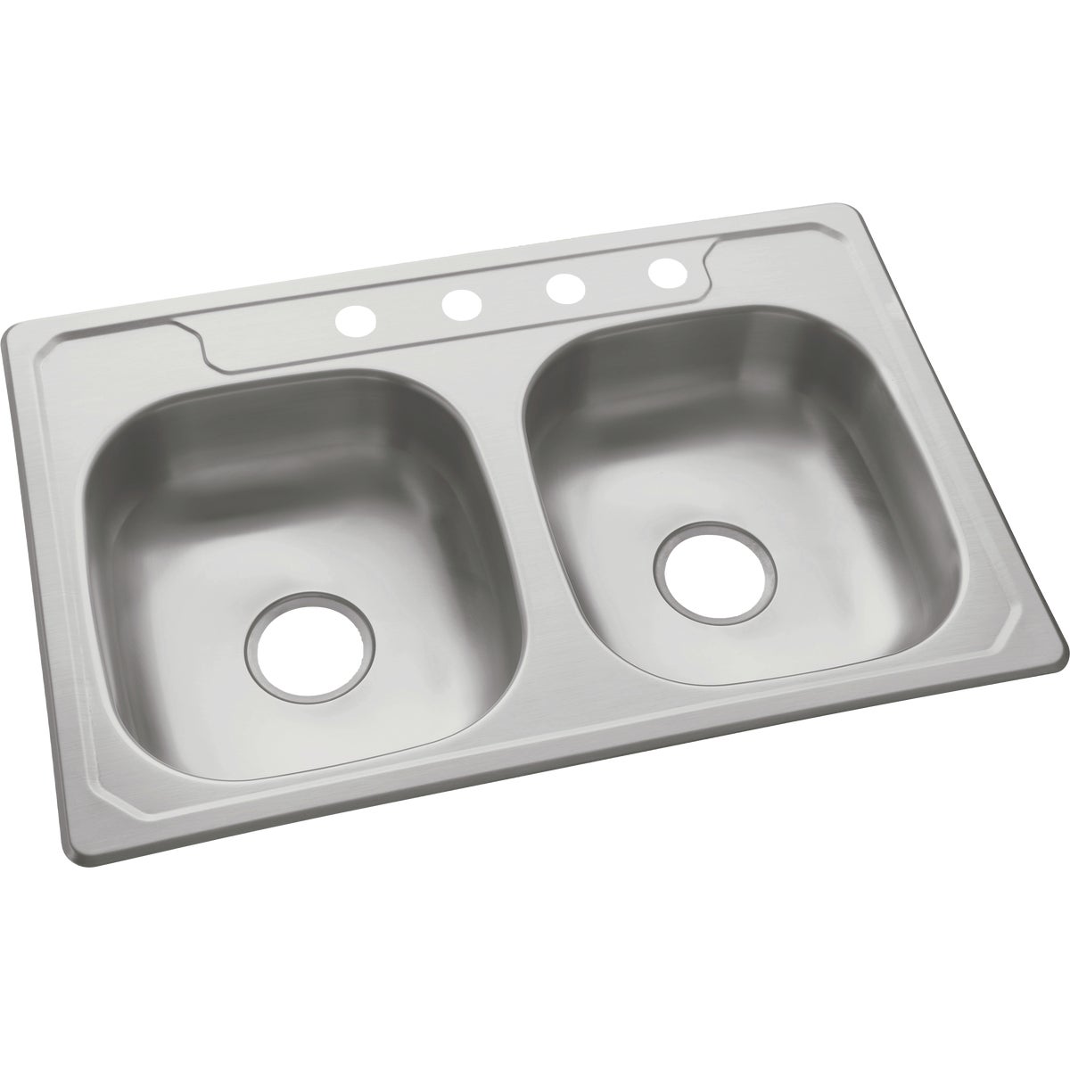 Sterling Middleton Double Bowl 33 In. x 22 In. x 6 In. Deep Stainless Steel Top Mount Kitchen Sink
