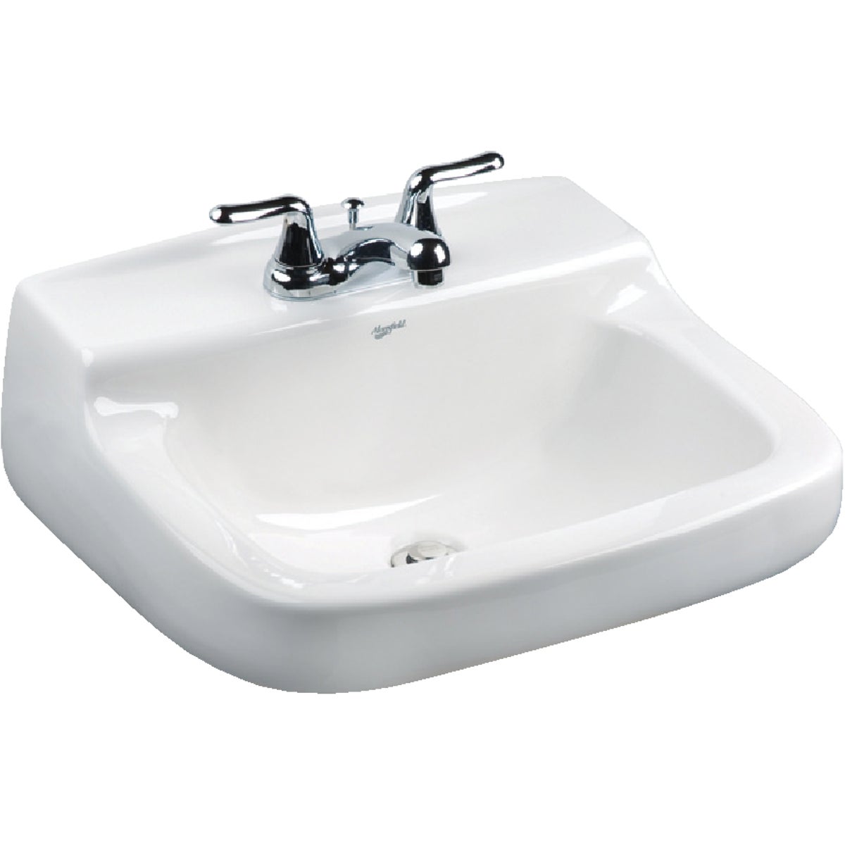 Mansfield Walnut Knoll Rectangular Wall Hung Bathroom Sink, White