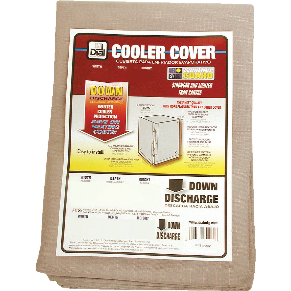 Dial 34 In. W x 34 In. D x 40 In. H Polyester Evaporative Cooler Cover, Down Discharge