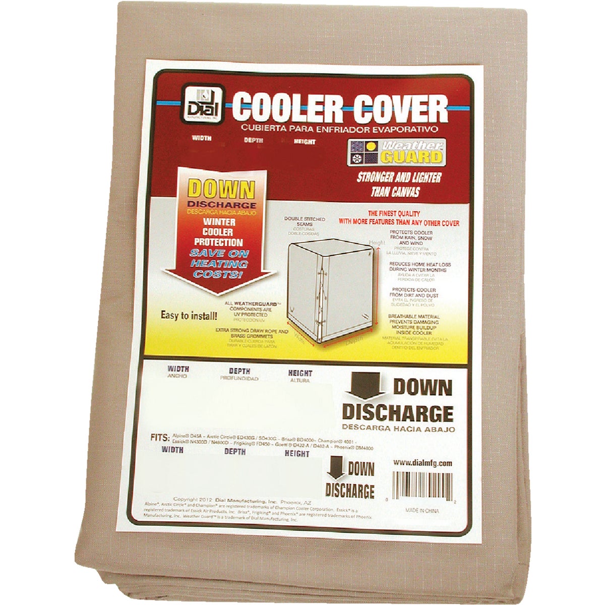 Dial 37 In. W x 37 In. D x 45 In. H Polyester Evaporative Cooler Cover, Down Discharge