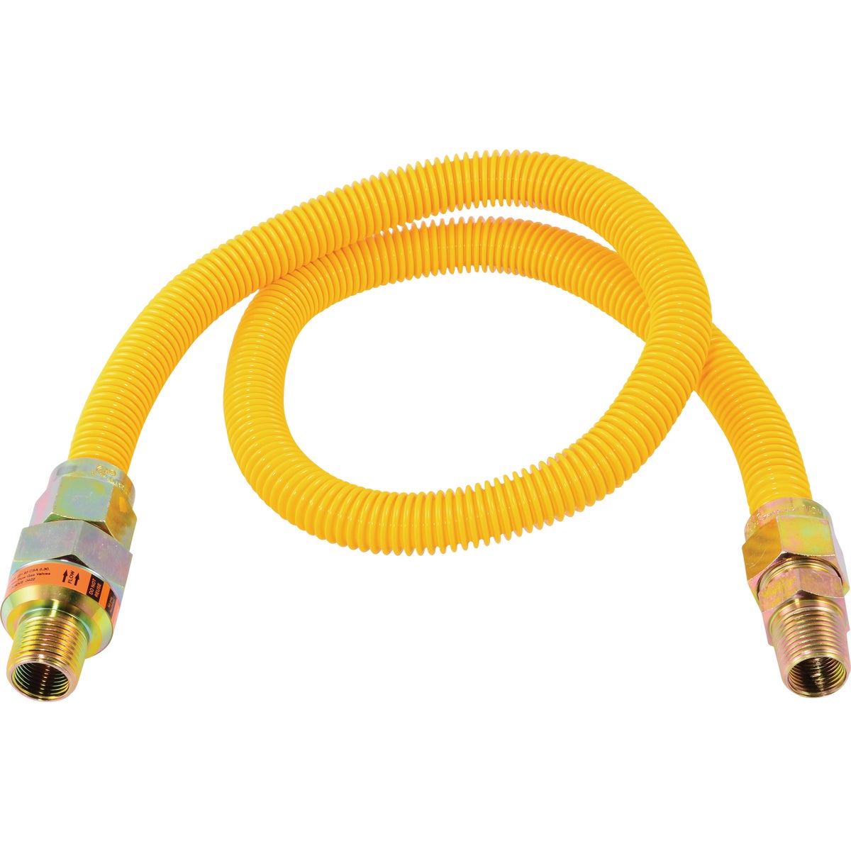 Eastman 5/8 In. OD x 36 In. 1/2 In. MIP (Tapped 3/8 In. FIP) x 1/2 In. MIP (Tapped 3/8 In. FIP) Coated Stainless Steel Gas Connector with ArmorBoost Excess Flow Valve