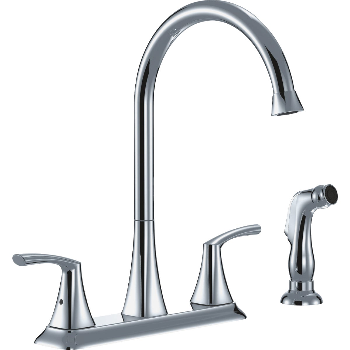 Compass Manufacturing 5279C-WS Brookfield 2-Handle Chrome Hi Rise Kitchen Faucet With Spray