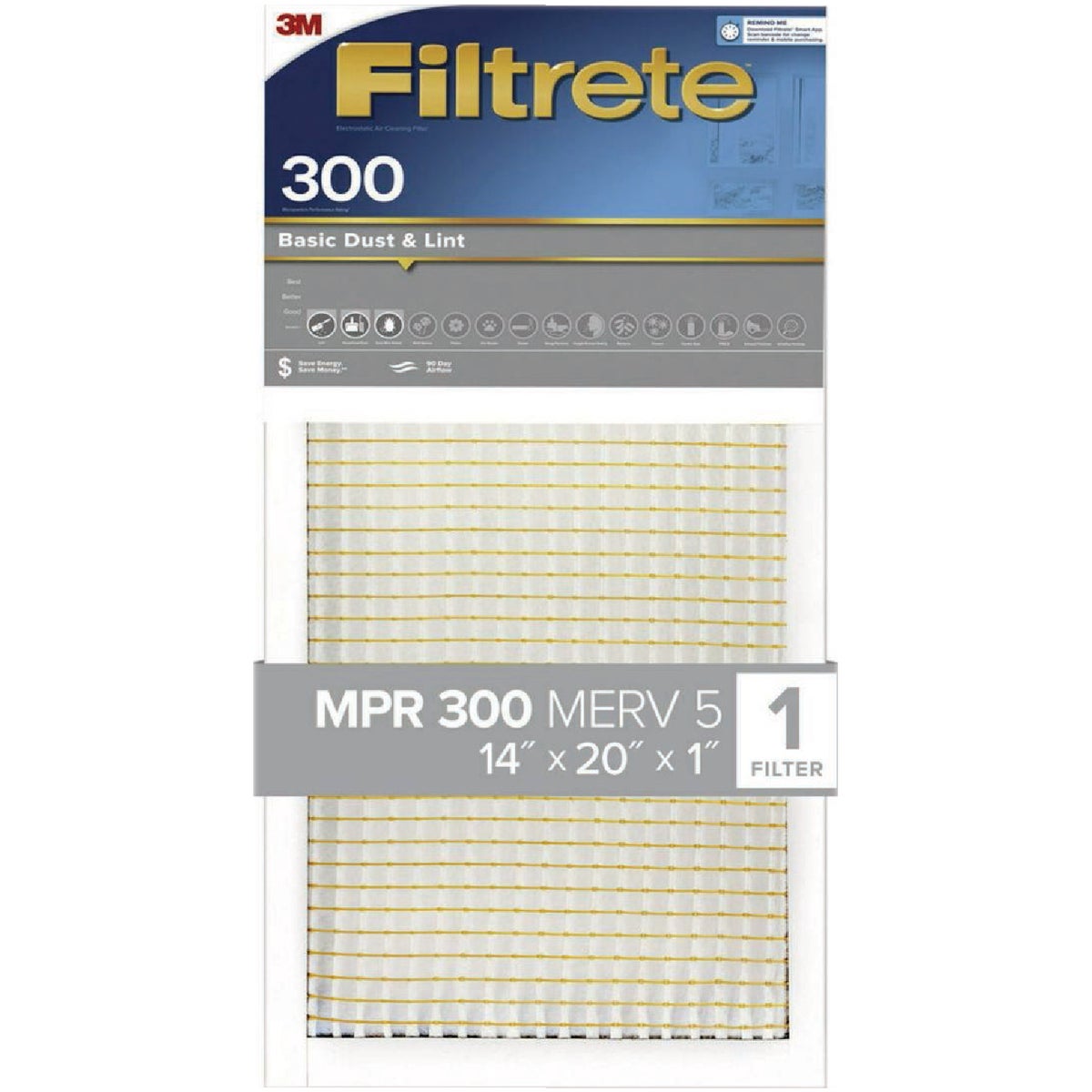 Filtrete 14 In. x 20 In. x 1 In. 300 MPR Basic Dust & Lint Furnace Filter, MERV 5