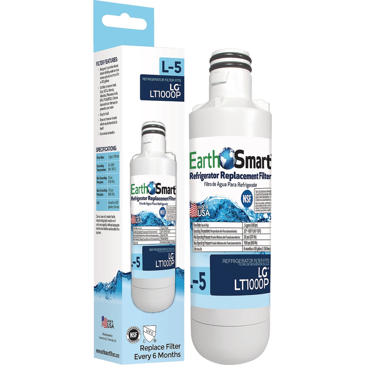 EarthSmart L-5 LG Icemaker & Refrigerator Water Filter Cartridge