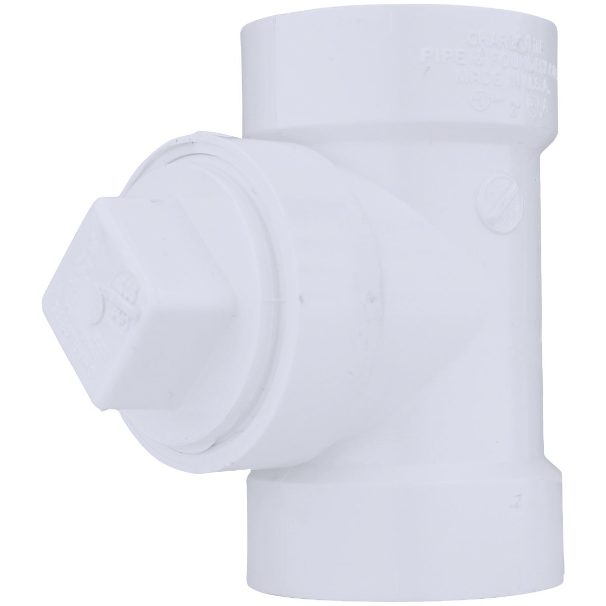 Charlotte Pipe 2 In. Test PVC Tee with Hex Plug