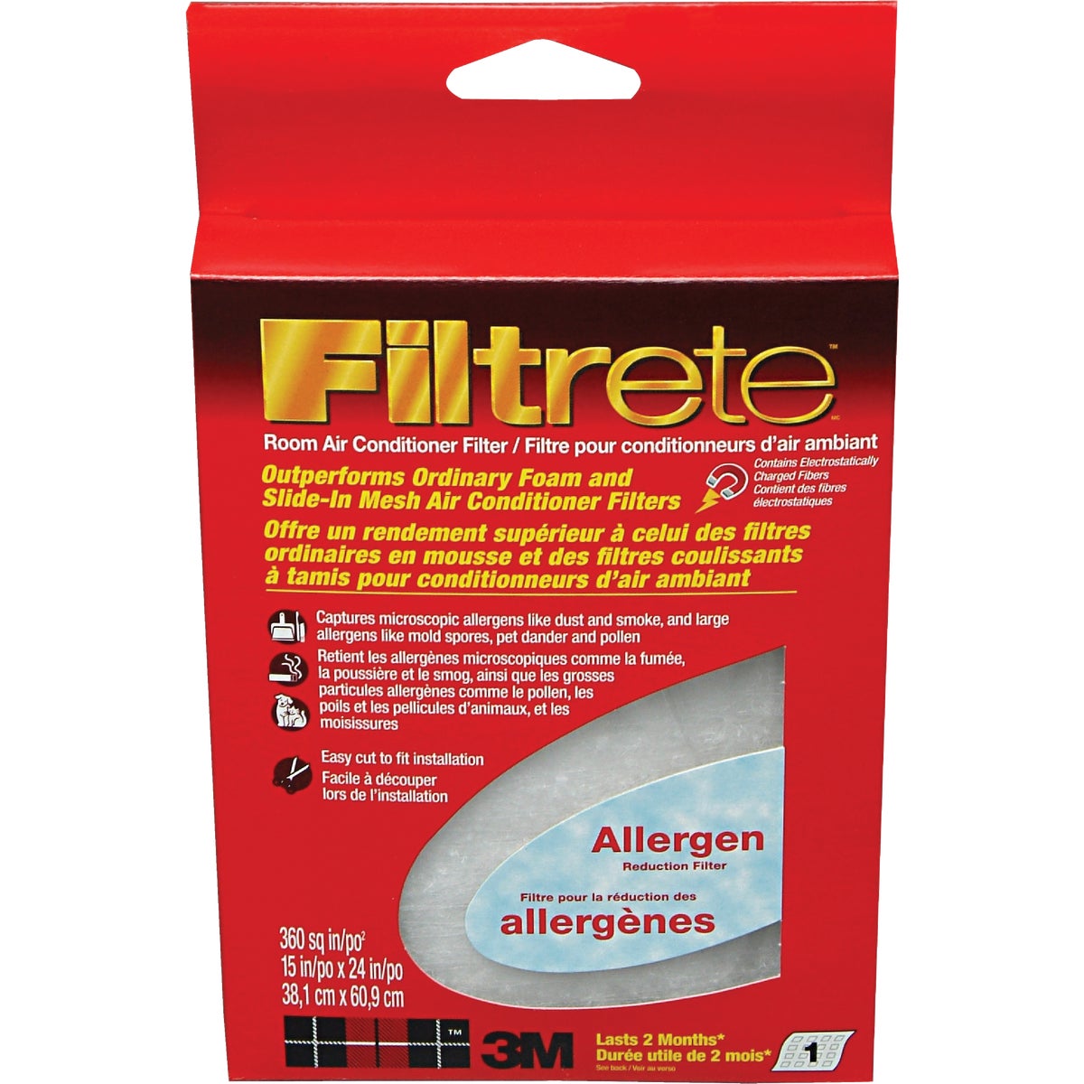 3M Filtrete 15 In. x 24 In. x 1/4 In. Room Air Conditioner Filter