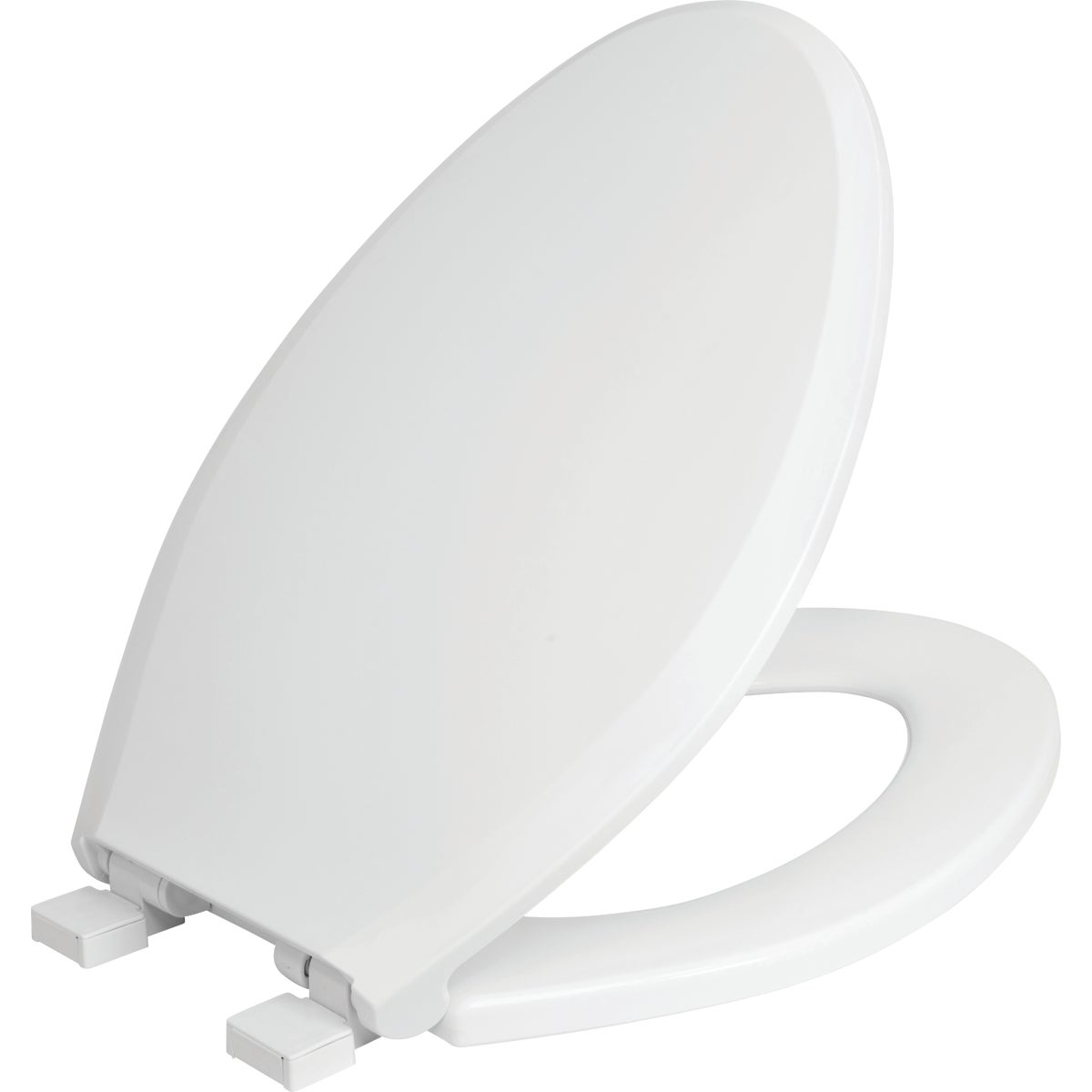 Centoco Elongated Closed Front White Plastic Toilet Seat with Slow Close