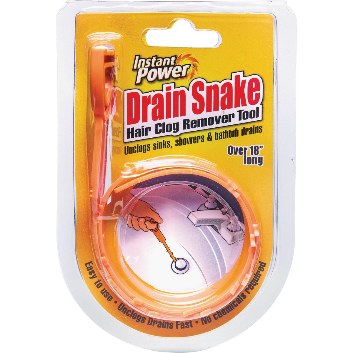 Instant Power Drain Snake 18 In. Hair Clog Removal Tool