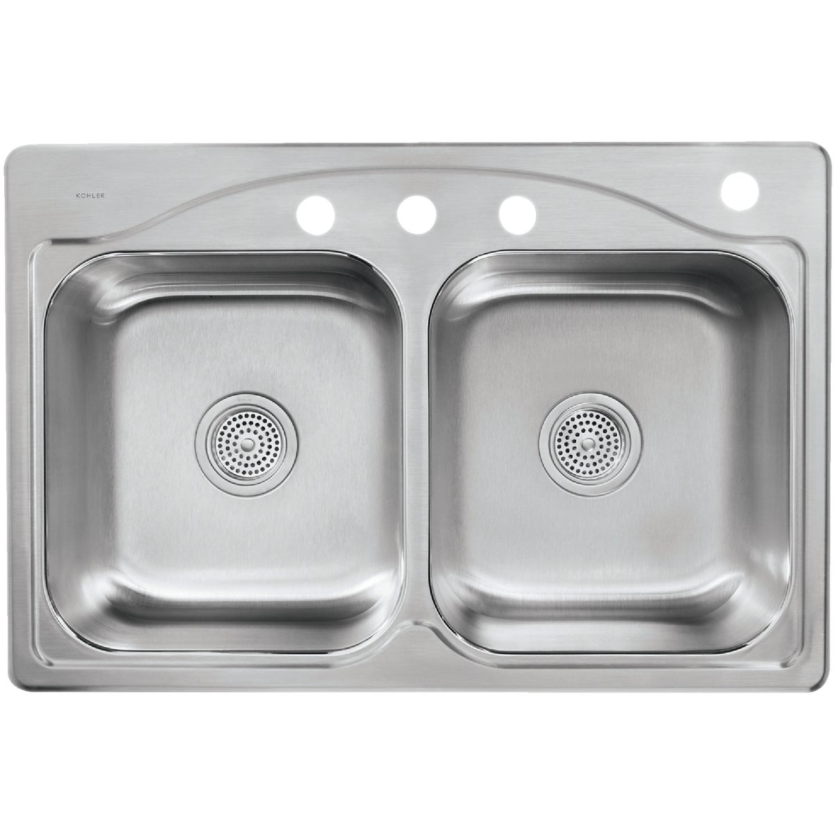 Kohler Cadence Double Bowl 33 In. x 22 In. x 8-5/16 In. Deep Stainless Steel Top Mount Kitchen Sink