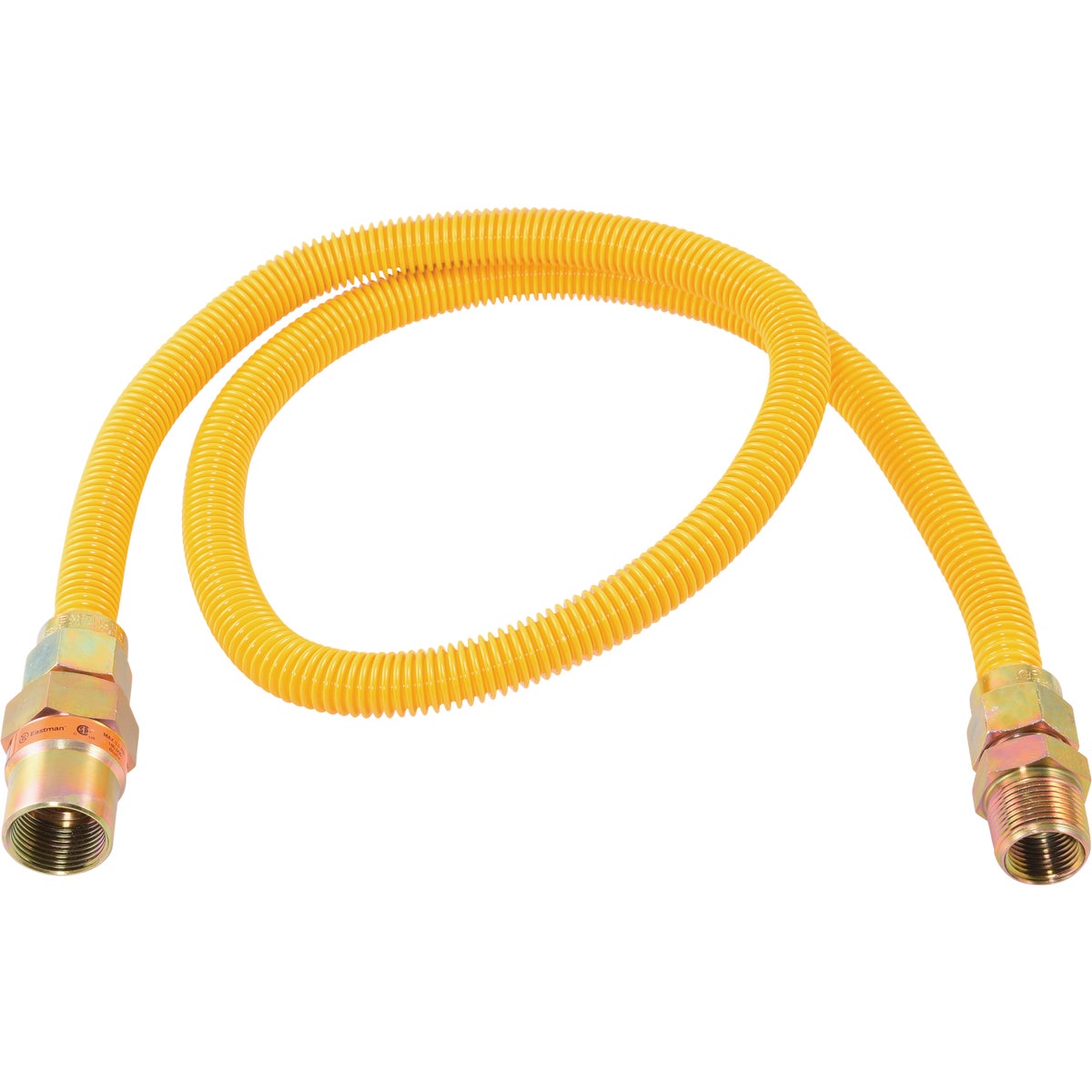 Eastman 5/8 In. OD x 48 In. 3/4 In. MIP (Tapped 1/2 In. FIP) x 3/4 FIP Coated Stainless Steel Gas Connector with ArmorBoost Excess Flow Valve