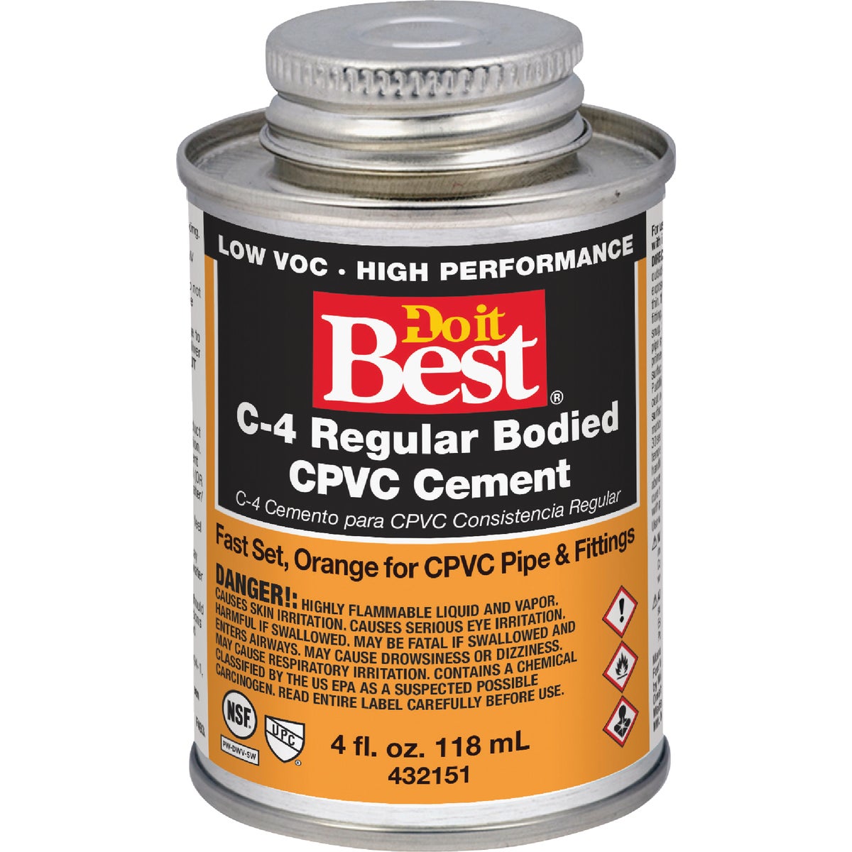 Do it Best 4 Oz. Regular Bodied Orange CPVC Cement