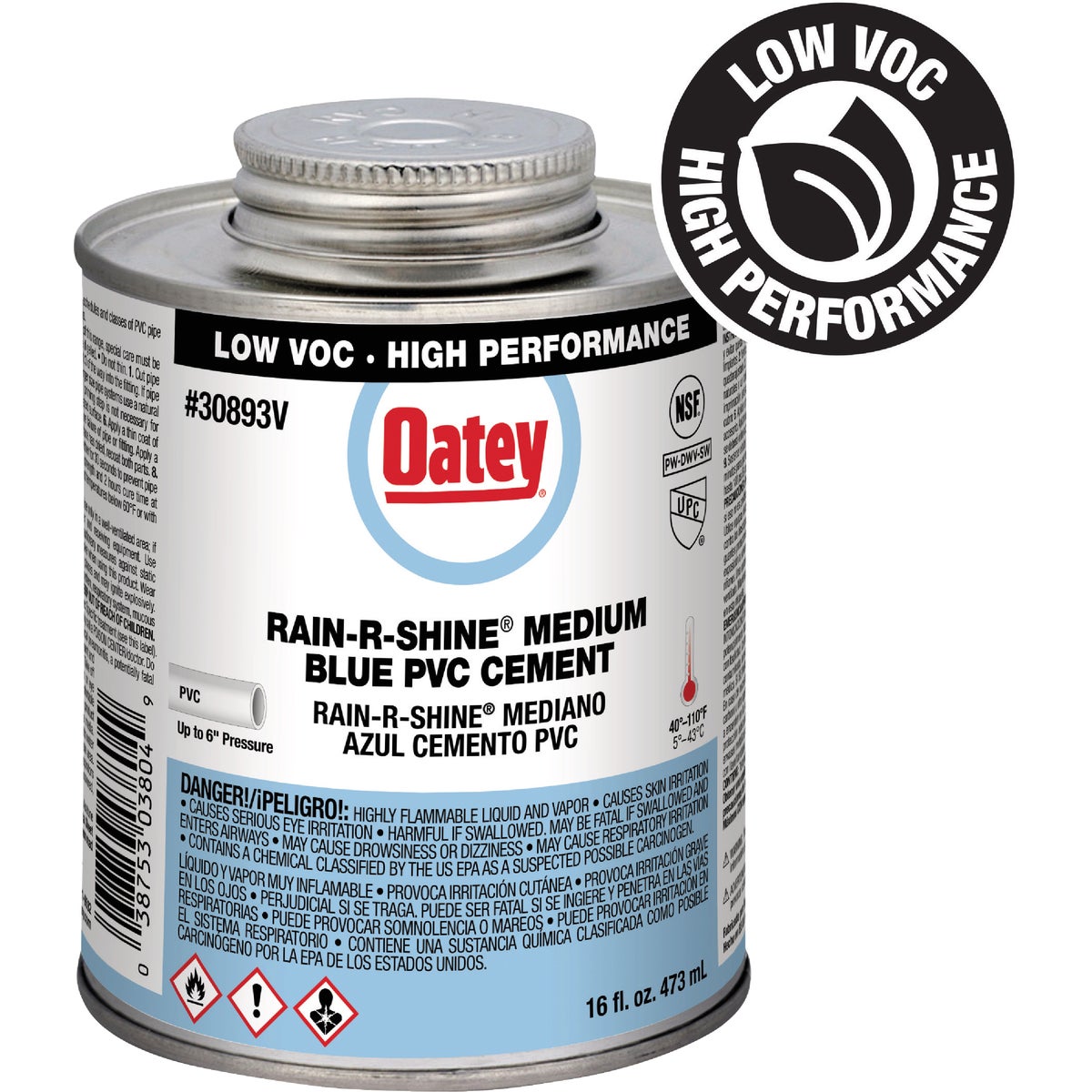 Oatey Rain-R-Shine 16 Oz. Low Voc Medium Bodied Blue PVC Cement