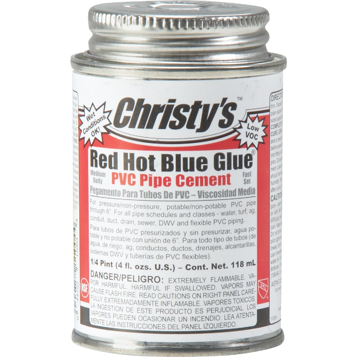 Christy's 4 Oz. Low VOC Red Hot Blue Glue PVC Cement