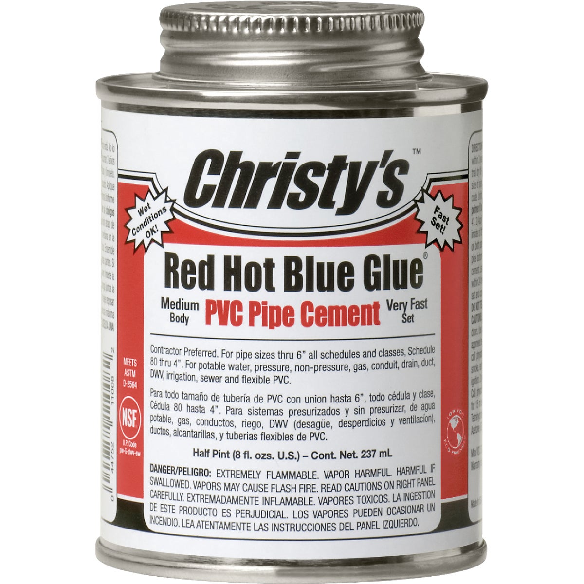 Christy's 8 Oz. Low VOC Red Hot Blue Glue PVC Cement