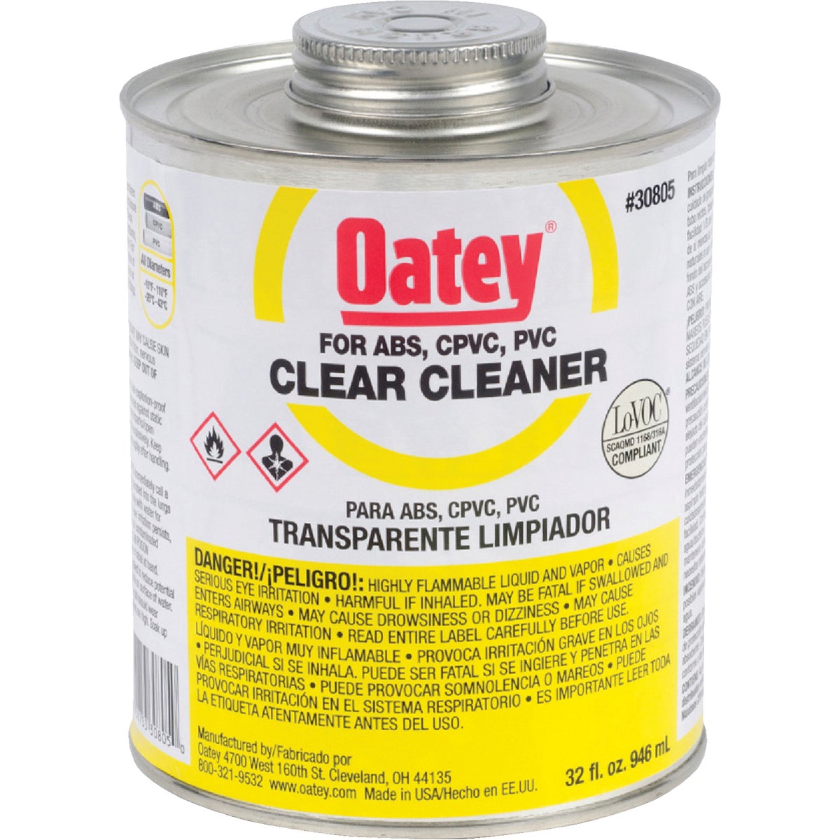 Oatey 32 Oz. All-Purpose Clear PVC Cleaner