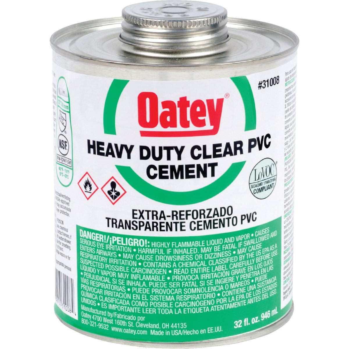 Oatey 32 Oz. Heavy Bodied Heavy-Duty Clear PVC Cement