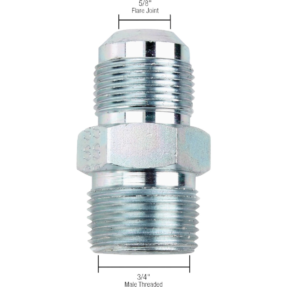 Dormont 5/8 In. OD Male Flare x 3/4 In. MIP (Tapped 1/2 In. FIP) Zinc-Plated Carbon Steel Adapter Gas Fitting, Bulk