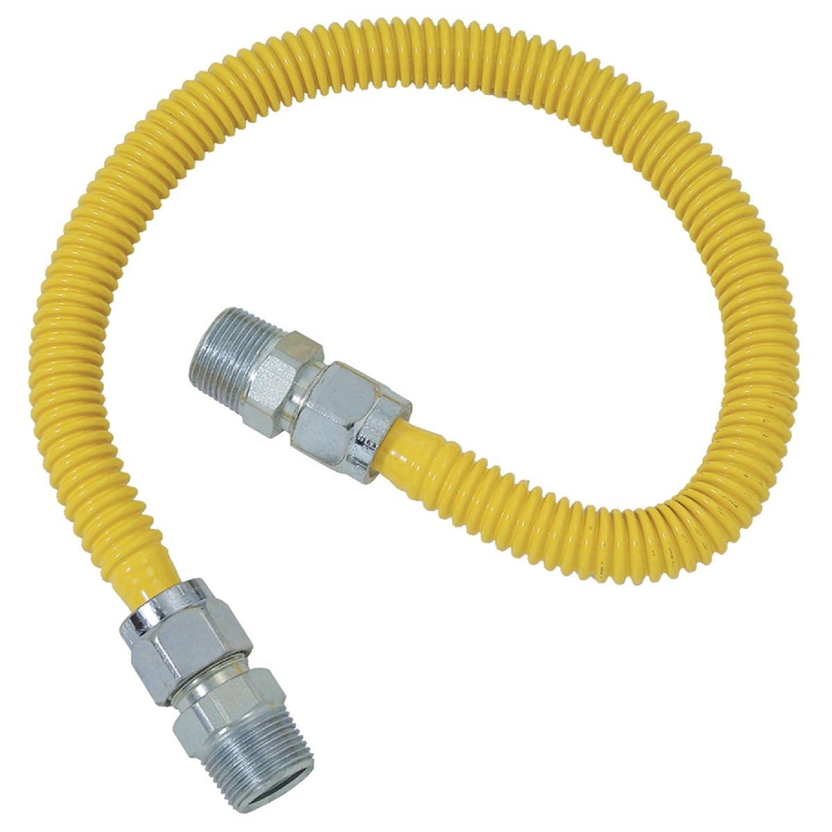 Dormont 5/8 In. OD x 24 In. Coated Stainless Steel Gas Connector, 1/2 In. MIP (Tapped 3/8 In. FIP) x 1/2 In. MIP (Tapped 3/8 In. FIP)