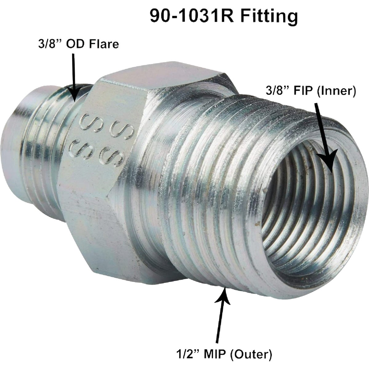 Dormont 3/8 In. OD Flare x 1/2 In. MIP (tapped 3/8 In. FIP) Zinc-Plated Carbon Steel Adapter Gas Fitting