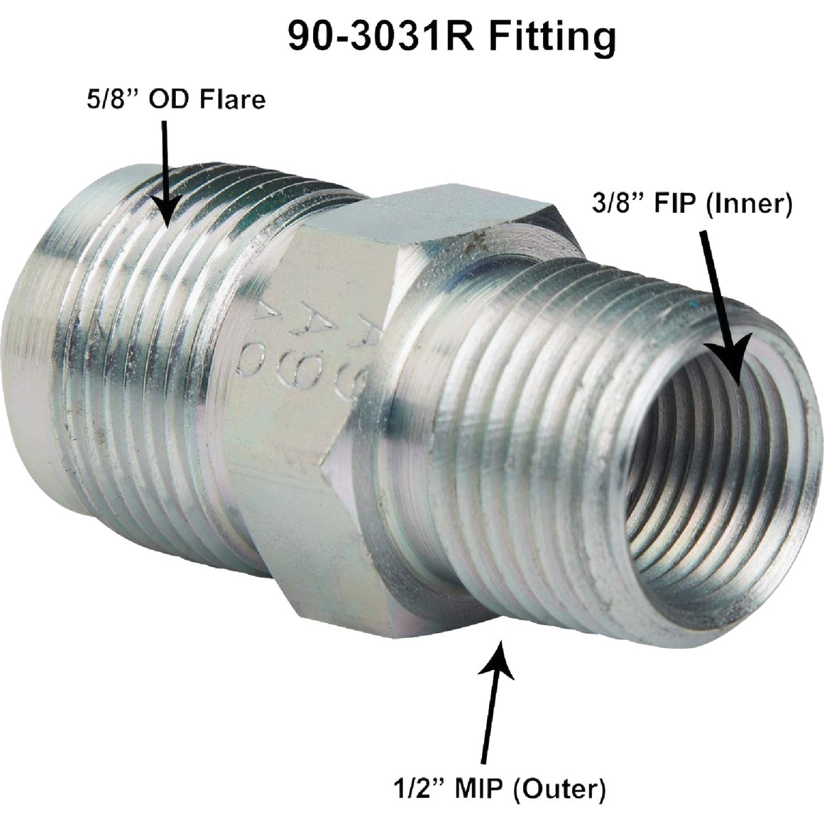 Dormont 5/8 In. OD Flare x 1/2 In. MIP (tapped 3/8 In. FIP) Zinc-Plated Carbon Steel Adapter Gas Fitting