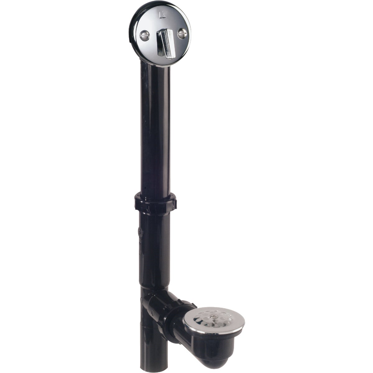 Keeney Black Plastic Trip Lever Bath Drain with Polished Chrome Trim and Strainer & Dome Grid