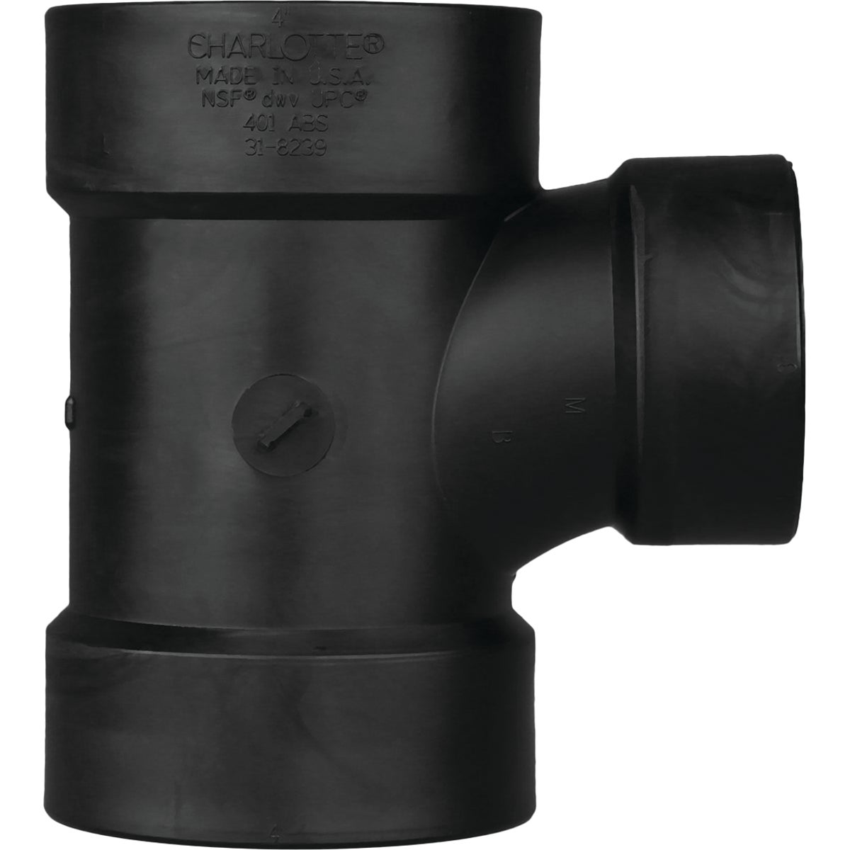 Charlotte Pipe 2 x 1-1/2 x 2 In. Hub x Hub x Hub Reducing Sanitary ABS Waste & Vent Tee